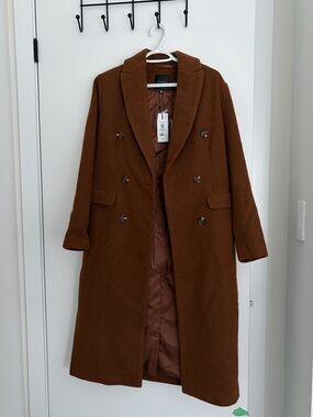 Brown Double Breasted Long Coat